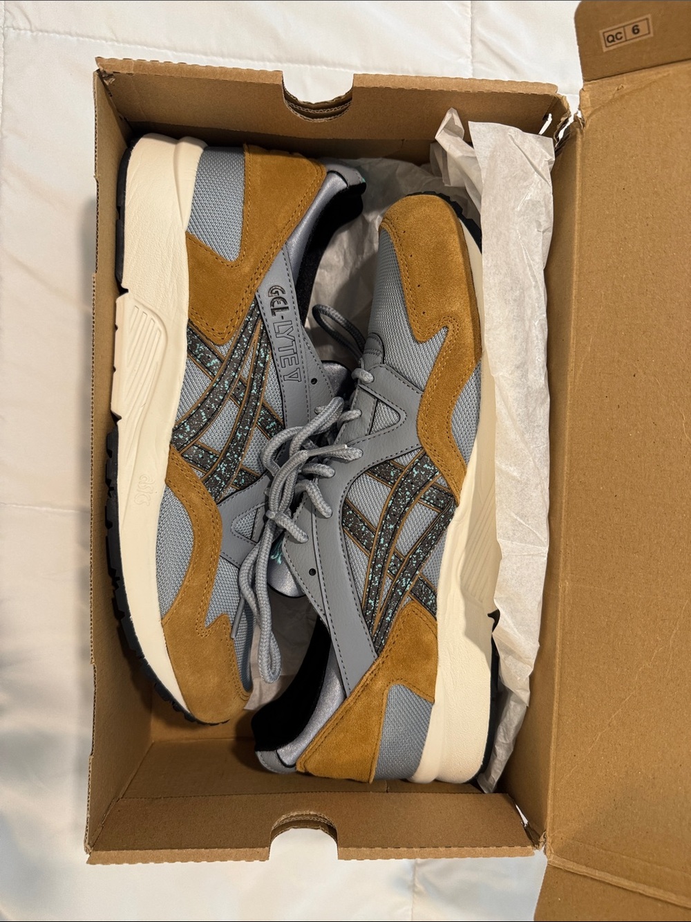 ASICS Men’s Gray and Brown Suede Mesh Sneakers